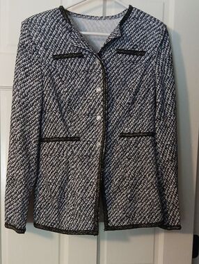 Classic Black & White Tweed Look Women's Jacket